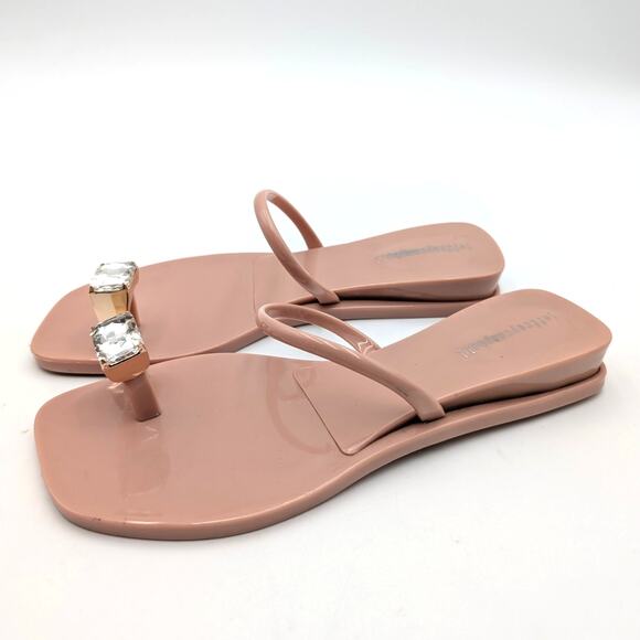 Jeffrey Campbell Balia Jelly Toe Ring Jewel Wedge Sandal Nude Size US7 EU38 - Picture 1 of 11